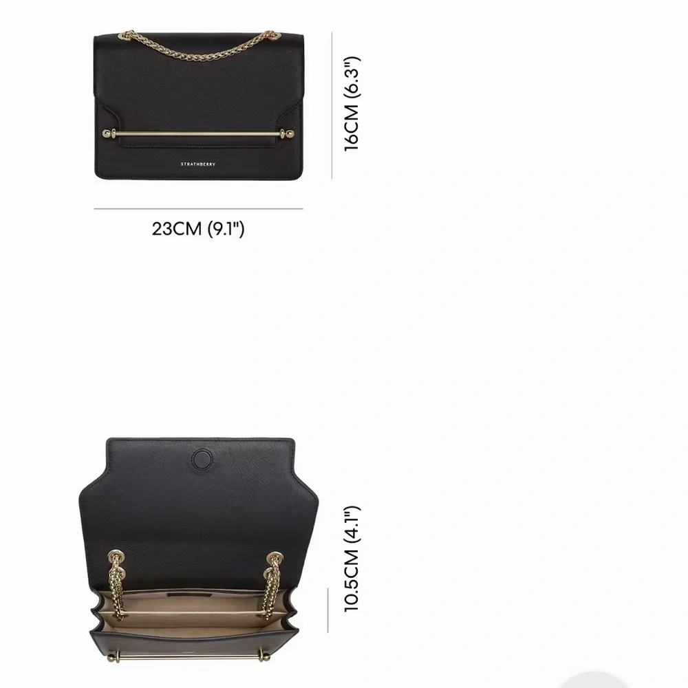 Like new Strathberry East/West Black Croc-Embossed Crossbody with Gold Chain - Picture 15 of 15